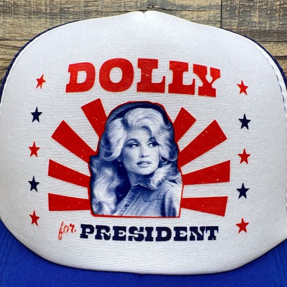 Dolly Parton President Mens Trucker Hat Blue Snapback Country Music Baseball Cap - Picture 3 of 8